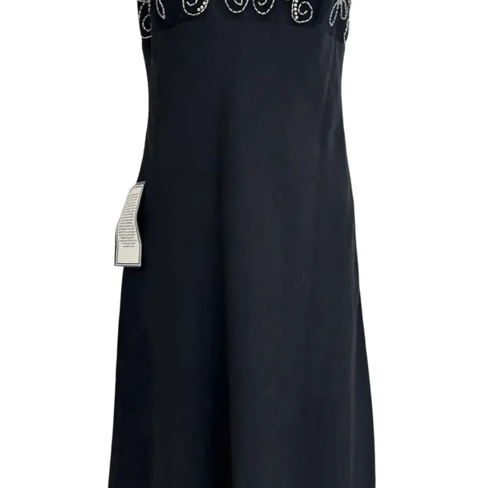 Morgan and Co USA Made 90's Vintage Deadstock Beaded NWT Prom Dress Black 5/ 6